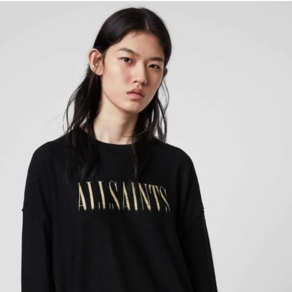 AllSaints Bleach Logo Crew Neck Sweater/Jumper